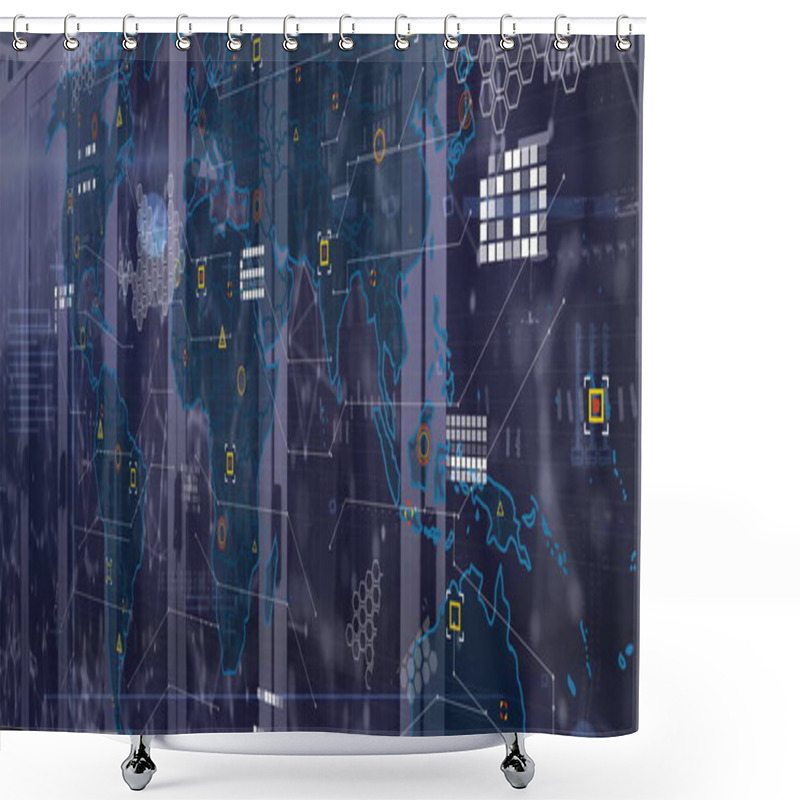 Personality  Image Of Digital Data Processing Over Computer Servers. Global Connections, Computing And Data Processing Concept Digitally Generated Image. Shower Curtains