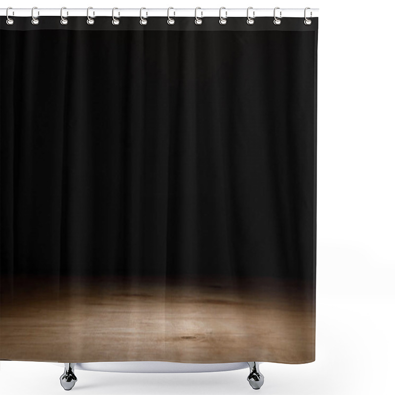 Personality  Brown Wooden Textured Table On Black Shower Curtains