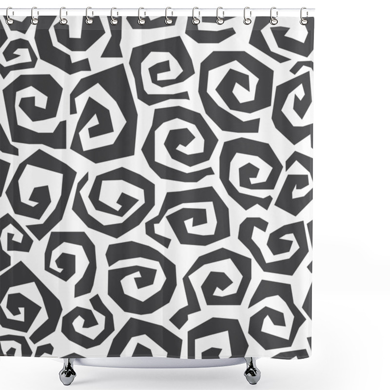 Personality  Monochrome Spiral Seamless Pattern Shower Curtains