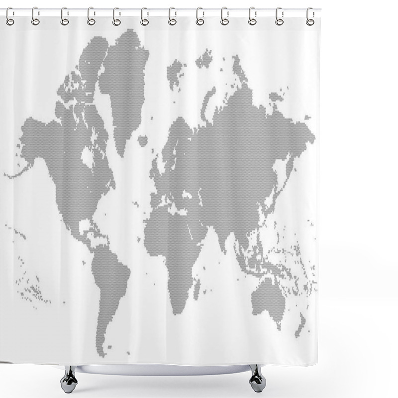 Personality  Dotted Detailed Map Of The World Vector Silhouette Shower Curtains