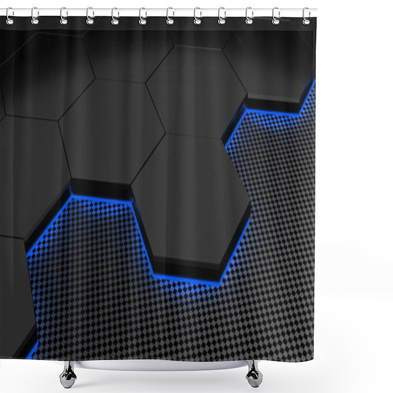 Personality  3d Illustration Of Modern Honeycomb Background Aluminium And Carbon Fiber Pattern  Shower Curtains