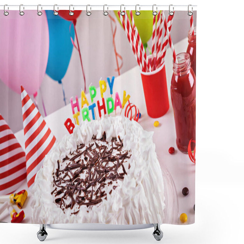 Personality  Birthday Party Cake Shower Curtains