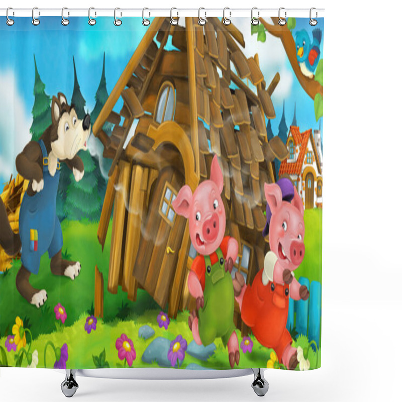 Personality  Cartoon Scene - Pigs Shower Curtains