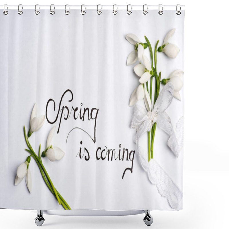 Personality  Spring Background Note With Fresh Snowdrops Shower Curtains