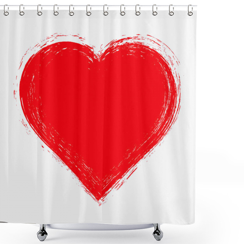 Personality  Red Monochrome Heart Isolated On White Background Shower Curtains