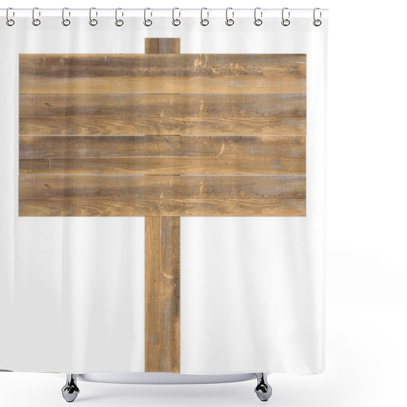 Personality  Natural Wooden Sign Isolated On Whte Background Shower Curtains