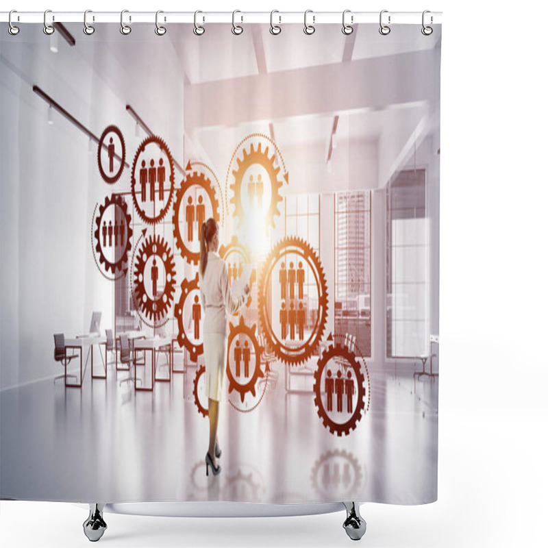 Personality  Elegant Businesswoman In Modern Office Interior Shower Curtains