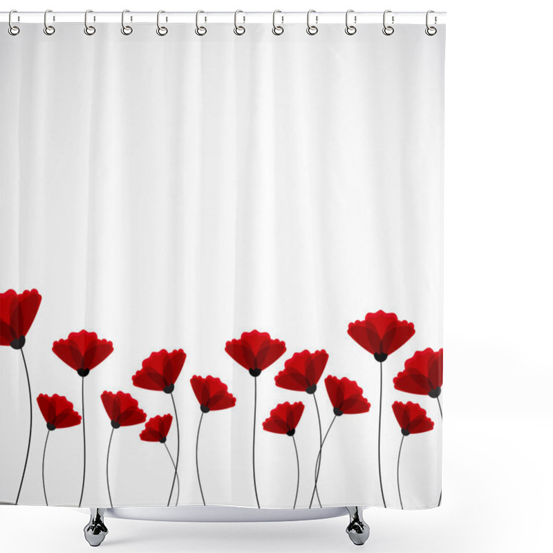 Personality  Abstract  Red Poppy Flowers Shower Curtains