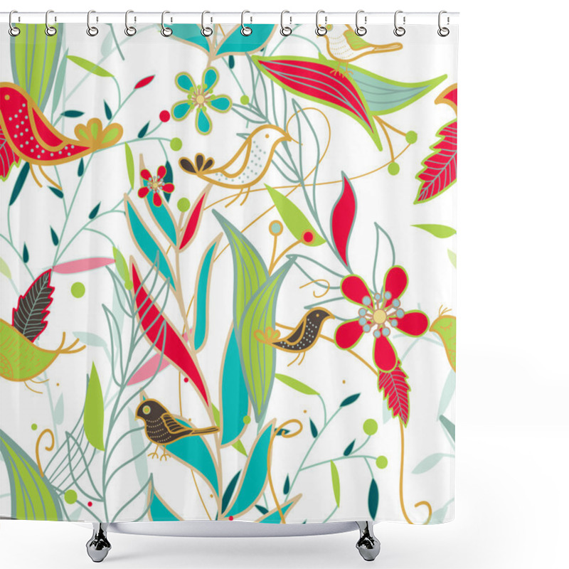 Personality  Seamless Vector Floral Pattern Shower Curtains