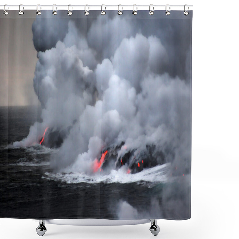 Personality  Lava Flowing Into The Ocean Shower Curtains