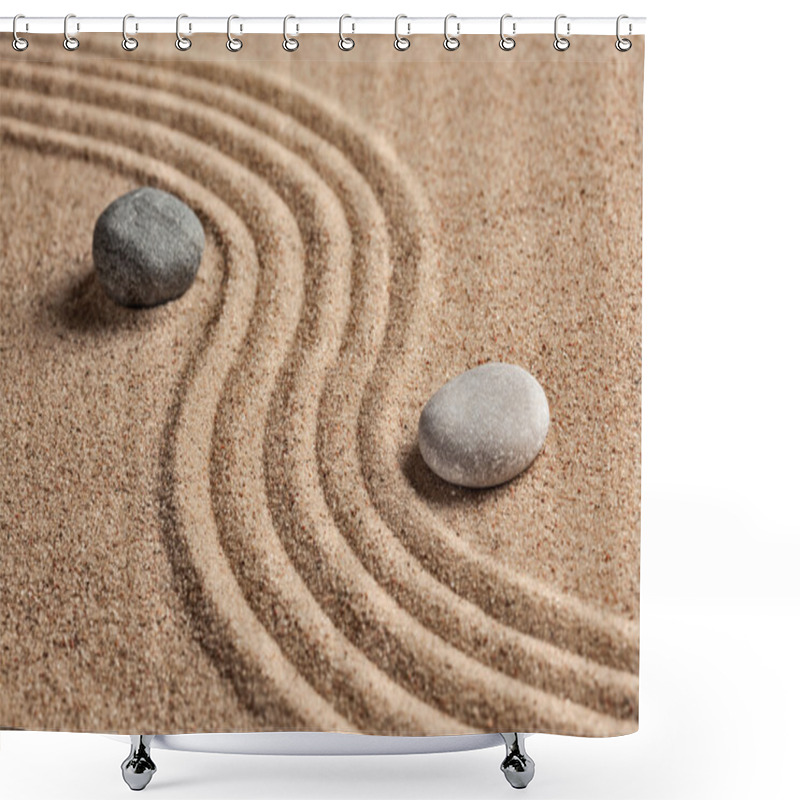 Personality  Japanese Zen Stone Garden Shower Curtains