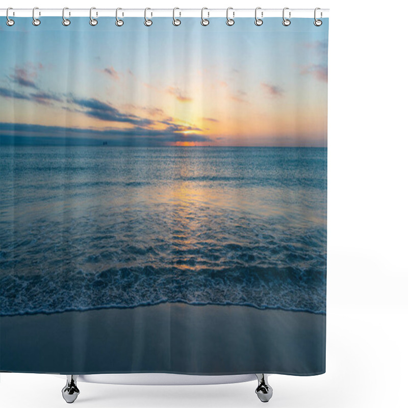 Personality  Beautiful Bermudas Sunset With Sea Water On The Summer Beach. Shower Curtains