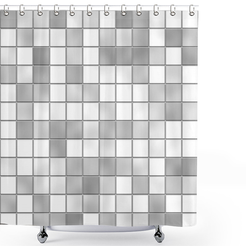 Personality  Small Gray And White Tiles Texture Shower Curtains