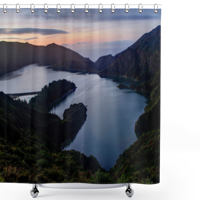 Personality  Lake On A Volcanic Island 3 Shower Curtains