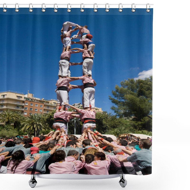 Personality  Catalan Human Pyramid Shower Curtains