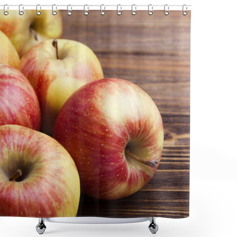 Personality  Red Apples On Wooden Table Shower Curtains