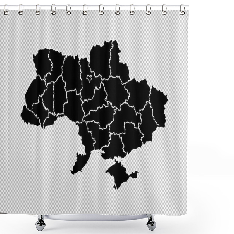 Personality  Ukraine Map - High Detailed Black Map With Counties/regions/stat Shower Curtains