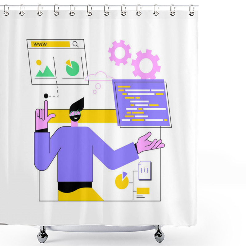 Personality  Website Development Abstract Concept Vector Illustration. Shower Curtains