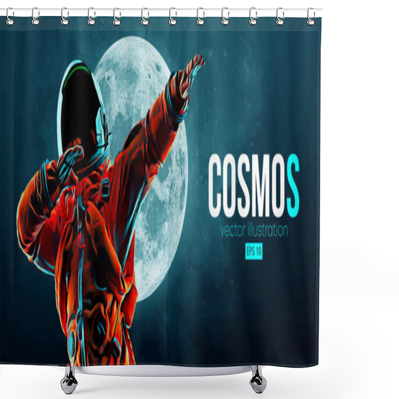 Personality  Dancing Astronaut On The Background Of The Moon And Space. Vector Illustration Shower Curtains