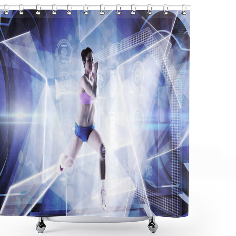 Personality  Fit Brunette Running And Jumping Shower Curtains