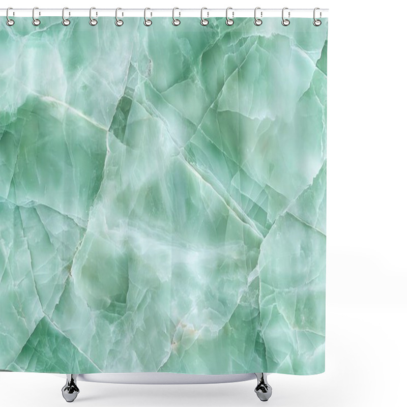 Personality  Close-up Of A Light Green Marble Texture, Showing Natural Patterns And Veins, Perfect For Backgrounds Or Design Inspirations. Shower Curtains