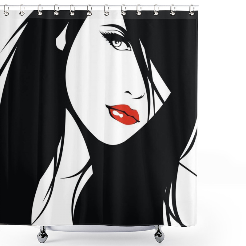 Personality  Woman Head And Their Hair (hair Stylist Vector) Shower Curtains