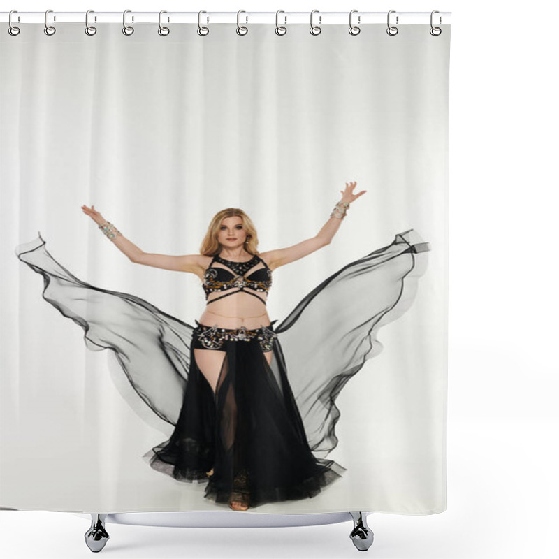 Personality  A Captivating Dancer Showcasing Grace And Passion In A Belly Dance Performance. Shower Curtains