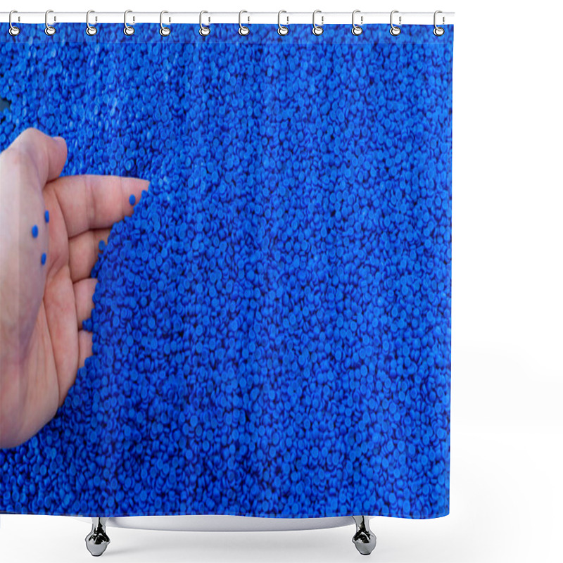 Personality  Close-up Of Plastic Polymer Granules. Polymer Plastic. Compound  Shower Curtains