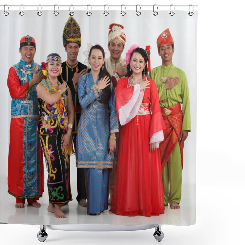 Personality  Malaysian People In Traditional Clothes Posing In Studio Shower Curtains