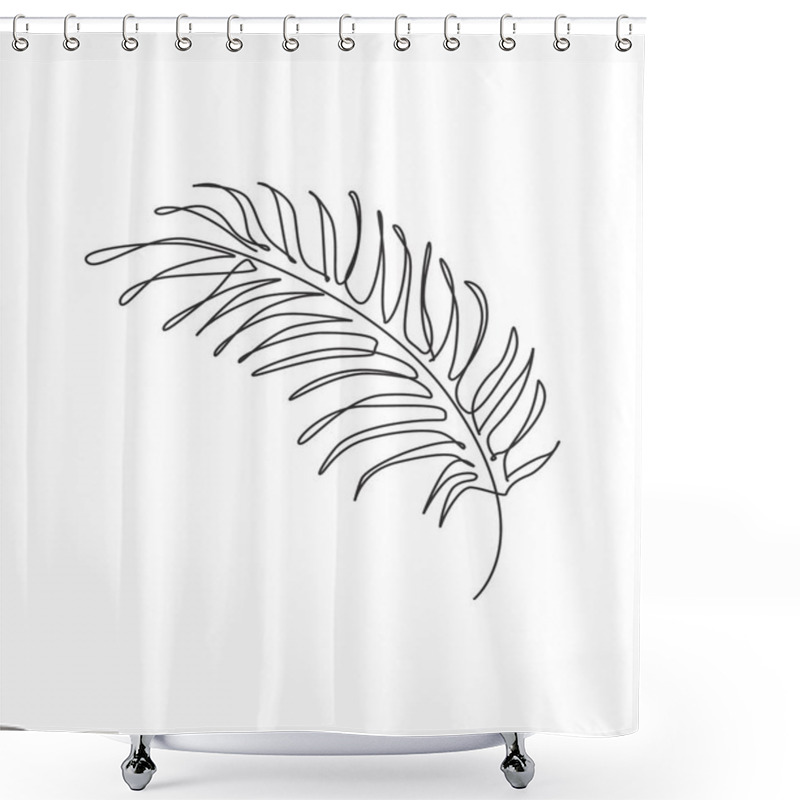 Personality  One Continuous Line Drawing Tropical Palm Faux Areca Leaf. Minimal Organic Natural Eco Concept. Home Wall Decor, Poster, Tote Bag, Fabric Print. Single Line Draw Design Graphic Vector Illustration Shower Curtains