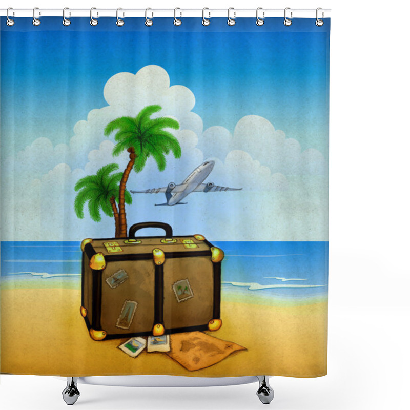 Personality  Travel Illustration Shower Curtains