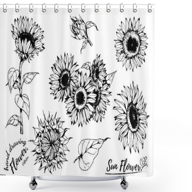 Personality  Vector Drawing  Flower, Floral Element, Hand Drawn Botanical Illustration Shower Curtains