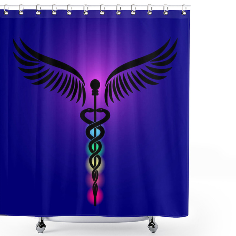 Personality  Caduceus, 7 Chakras, Kundalini Energy Vector Illustration. Shower Curtains