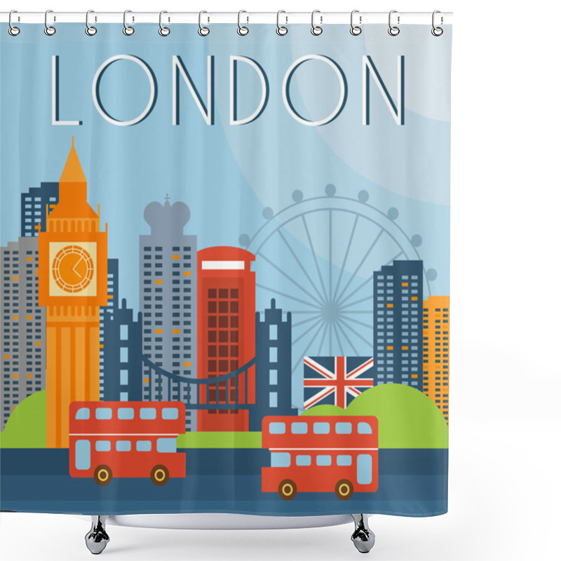 Personality  London Cityscape Vector Illustration Shower Curtains