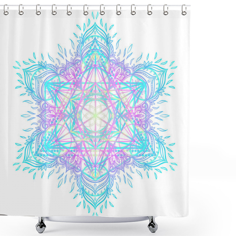 Personality  Decorative Mandala Round Pattern With Sacred Geometry Element Me Shower Curtains