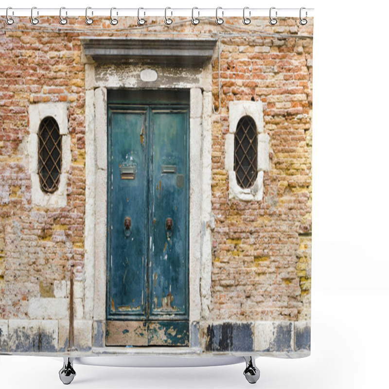 Personality  Burano Island Near Venice, Italy - House With Dark Red Very Old Facade, Wooden Door And Two Symmetrical Windows, Concept Of Restore, Solution ,construction Shower Curtains