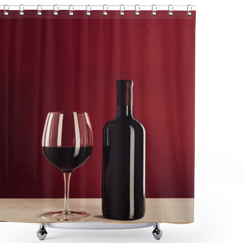 Personality  Red Wine In Glass And Bottle  Shower Curtains