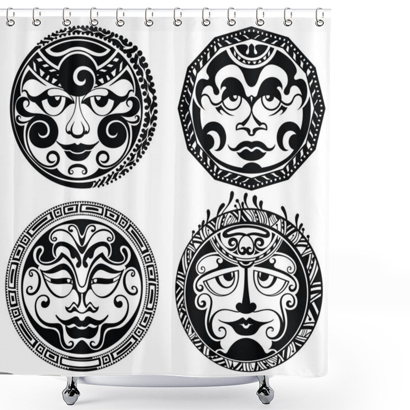 Personality  Polynesian Tattoo Masks Shower Curtains