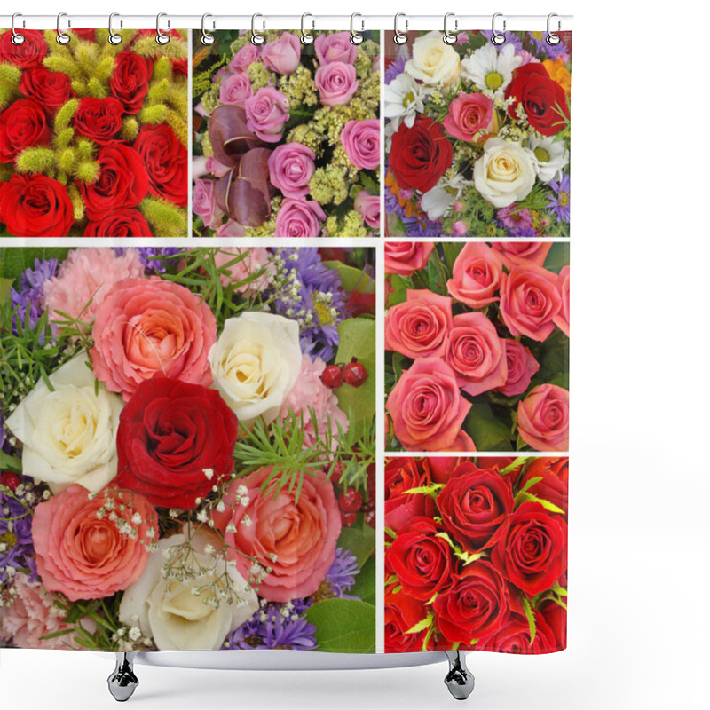 Personality  Collage With Roses Shower Curtains