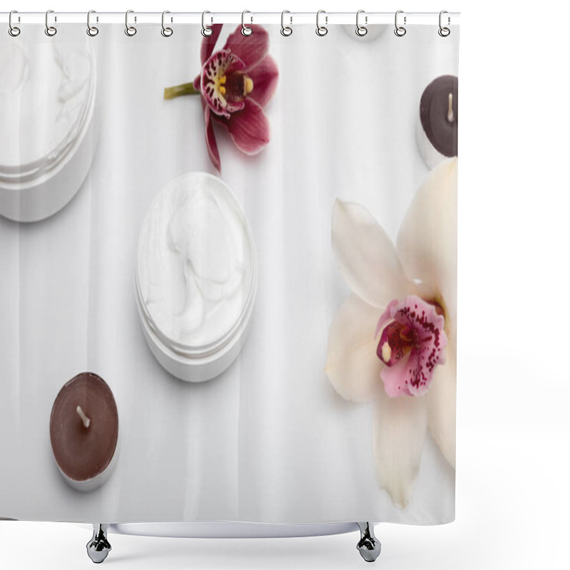 Personality  Organic Cream With Orchids Shower Curtains