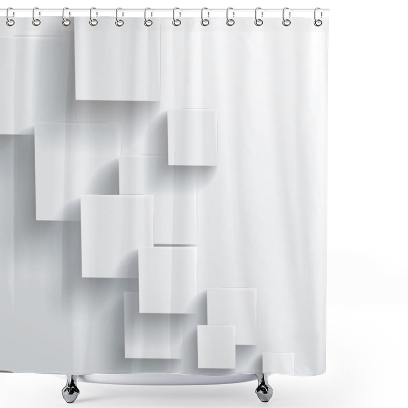 Personality  Vector Abstract Geometric Shape From Gray Cubes. White Squares Shower Curtains