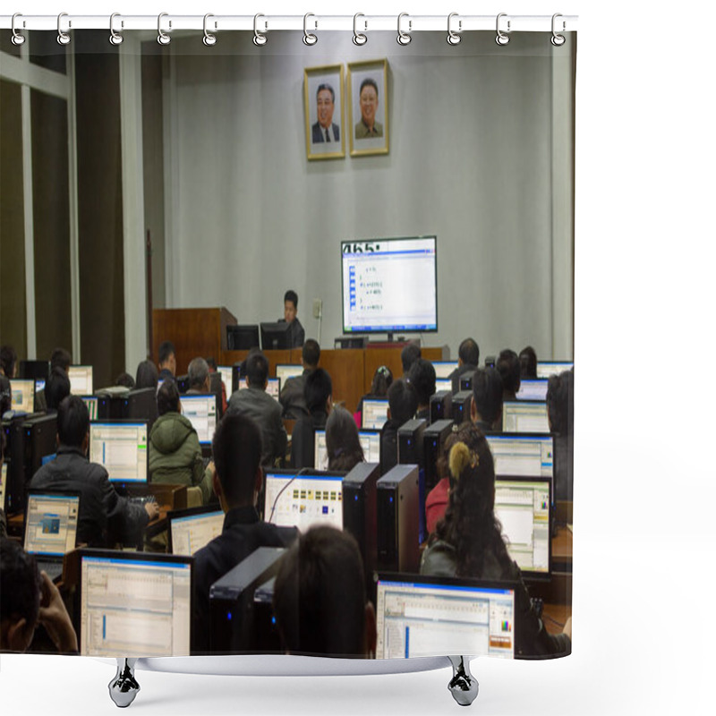 Personality  Pyongyang / DPR Korea - November 12, 2015: Students Learning Programming In A Computer Study Room At The Grand People's Study House, An Educational Center Open To All North Koreans In Pyongyang Shower Curtains