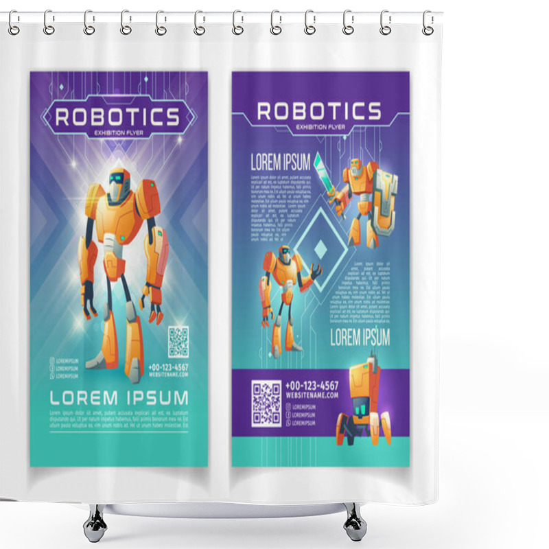 Personality  Robotics Exhibition Advertising Flyer Vector Pages Shower Curtains