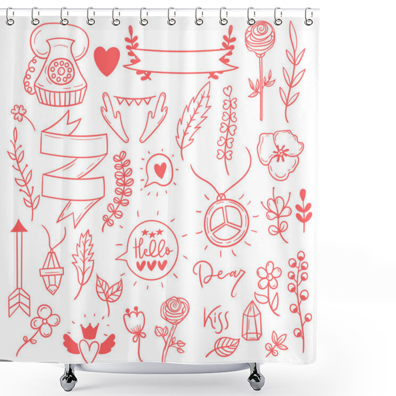 Personality  Set Of Cute Girly Boho Doodle Stickers. Shower Curtains