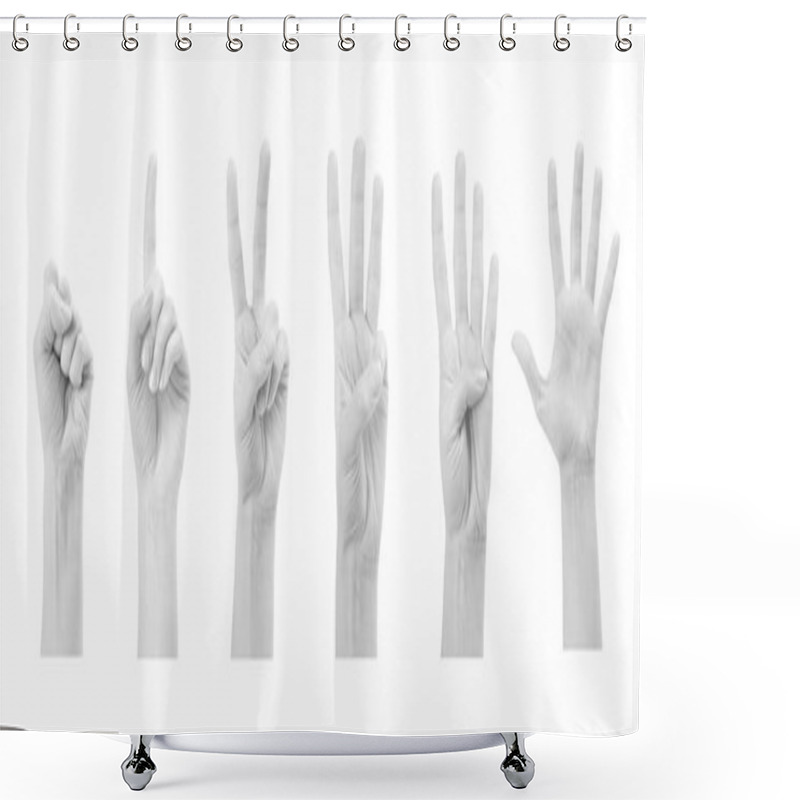 Personality  Counting Woman Hands (1 To 4) Isolated On White Background Shower Curtains