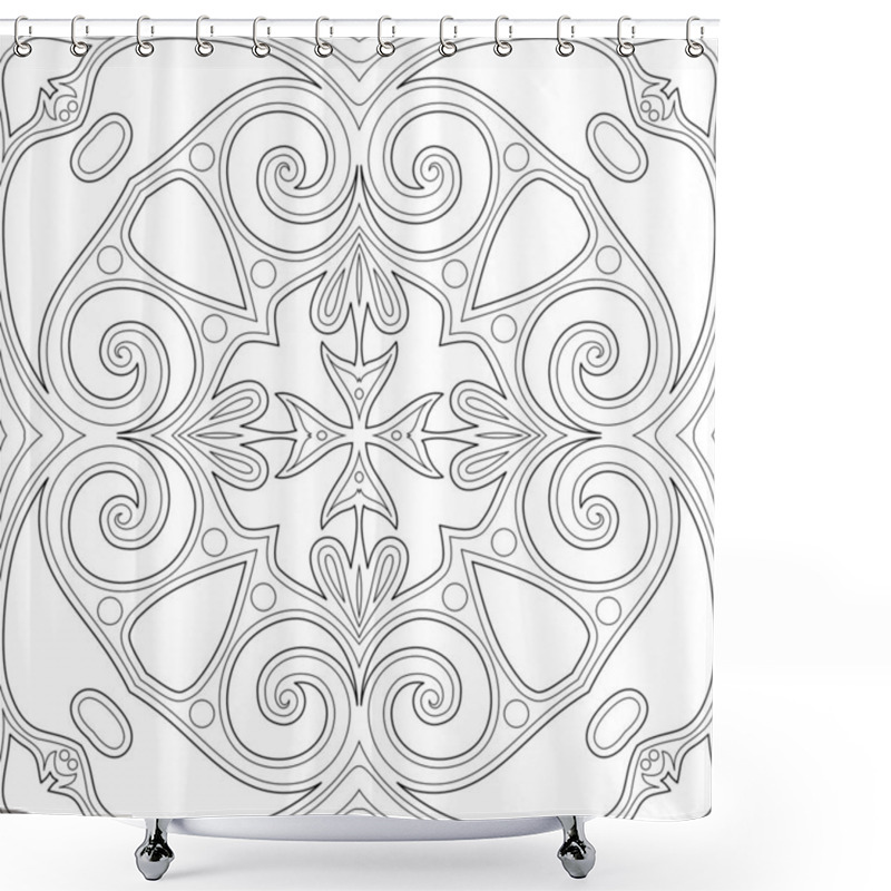 Personality  Monochrome Seamless Pattern With Mosaic Motif Shower Curtains