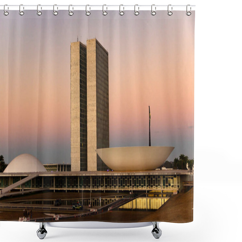 Personality  The Braslia National Congress With The Light Of The Sunset In The Late Afternoon. Shower Curtains