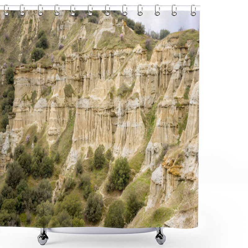 Personality  Kula Fairy Chimneys, Kula Geopark At Location Manisa, Turkey. Kula Volcanic Geopark, Also Known As Kuladoccia (Kuladokya). Shower Curtains