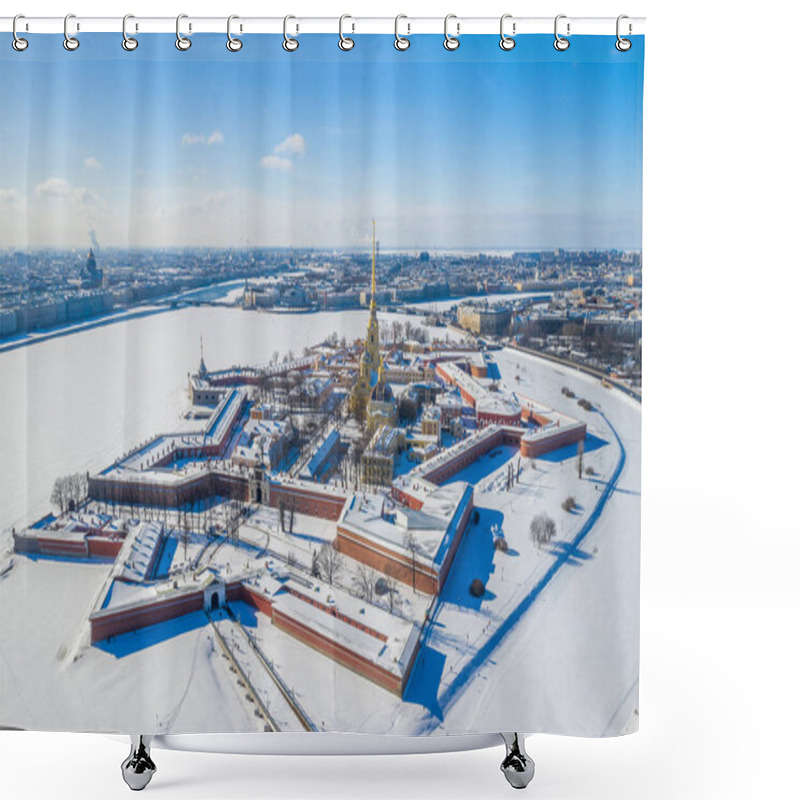 Personality  Peter And Paul Fortress In Winter, Saint Petersburg, Aerial View Shower Curtains