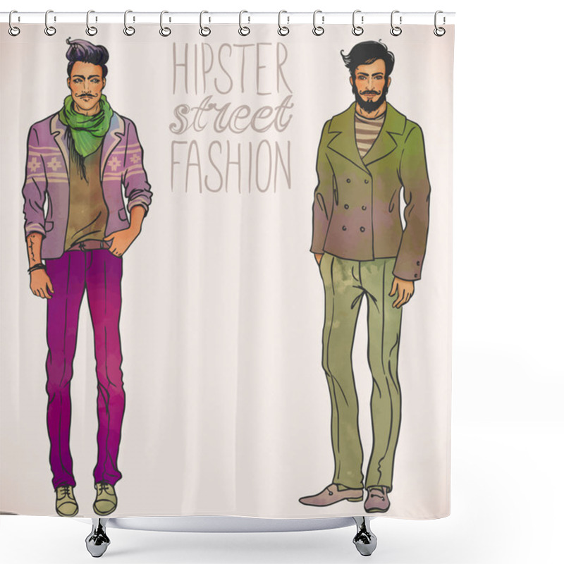 Personality  Hipster Fashion Trendy Men. Shower Curtains